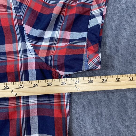 Aeropostale Mens Red & Navy Plaid Button-Up Short Sleeve Shirt XXL Cotton/Poly - Picture 11 of 11